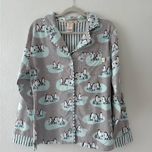 Munki Munki Fleece Pajama Set Penguin Print Bamboo Cotton Blend Size Small - Picture 5 of 16